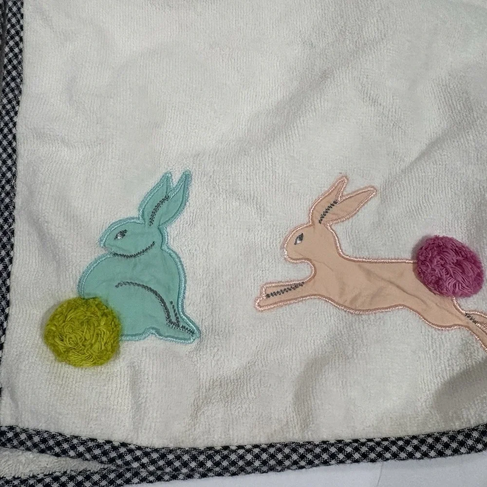 MacKenzie-Childs Kids Cotton Tail Hooded Poncho White Terry Bunny Bath Towel